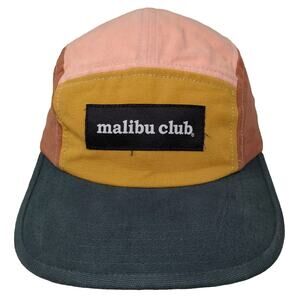 Young Life 5 Panel Hat Pink Green Malibu Club Patch Cotton OSFM Adjustable Cap